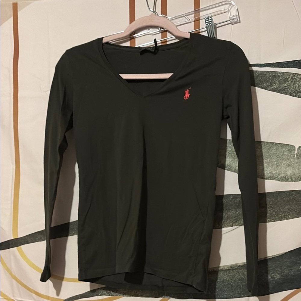 Ralph Lauren Women's Green V-Neck Top